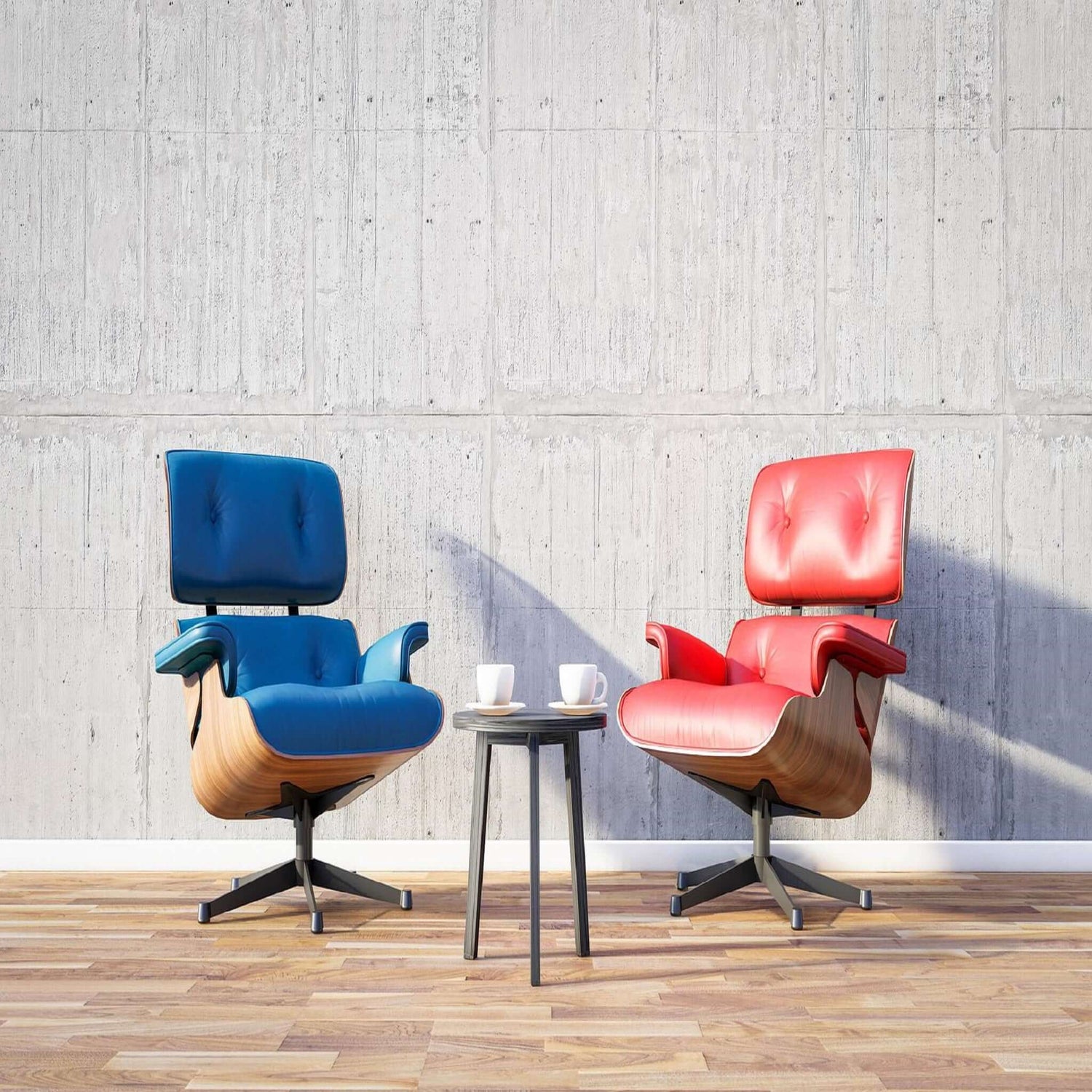 Blue and Red chairs indication a therapeutic relationship